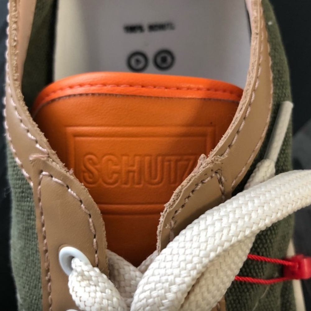 Schutz New in Box Gisella Platform Retro Sneaker Aspen Green/Dessert/Tan… - Picture 5 of 7